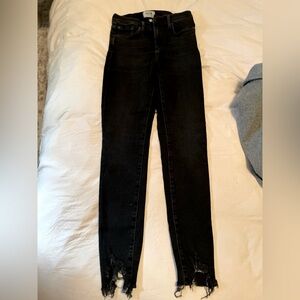 Agolde Black Frayed Hem Skinny Jeans